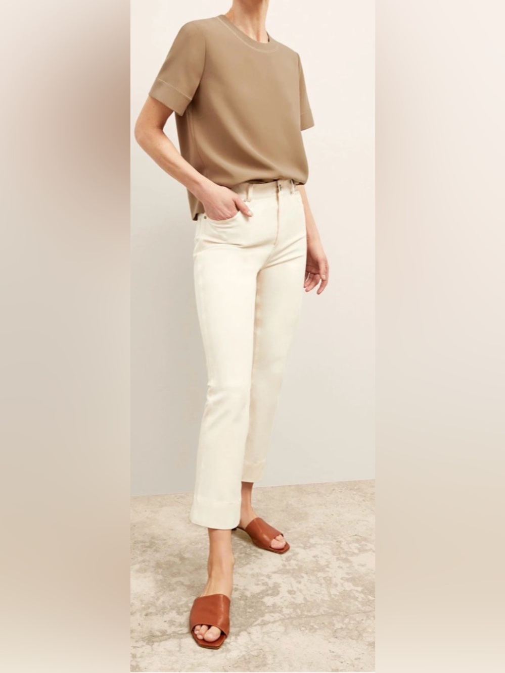 M.M.LAFLEUR The Archie Jean Eco Better Than Denim size 8 Ivory Tusk Minimalist
